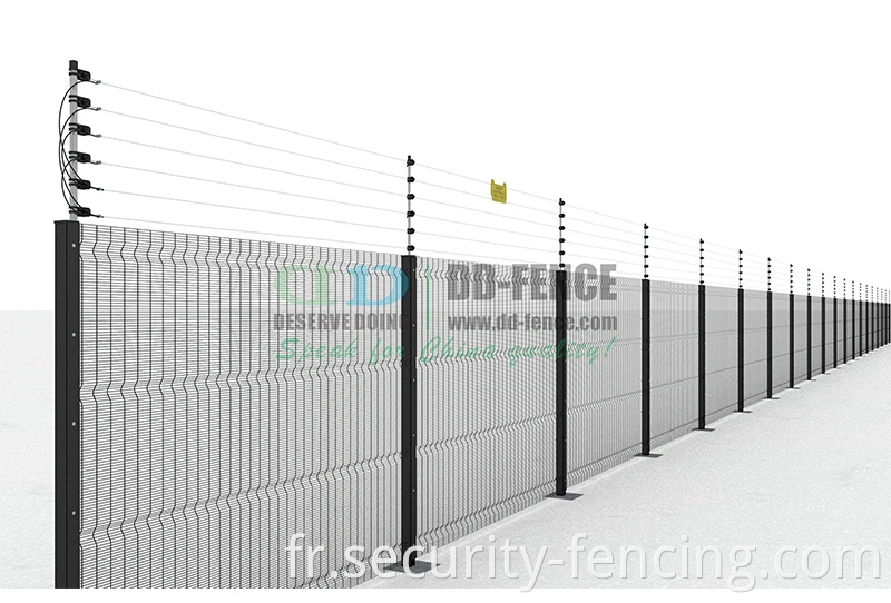 Clôture électrique à haute tension Fence Barrière physique Support 4, 8, 12, lignes de clôture électrique avec certification CE pour la zone commerciale de l'aéroport de l'industrie de l'industrie de la villa